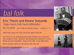 Einladung "Tango meets Folk meets Mittelalter" — Folktanzabend mit Eric Thézé und dem Duo Kleine Sekunde plus Gästen